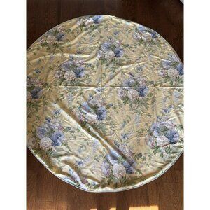 Thomasville Cotton Bright Floral Yellow Blue Round Tablecloth French Country 72”